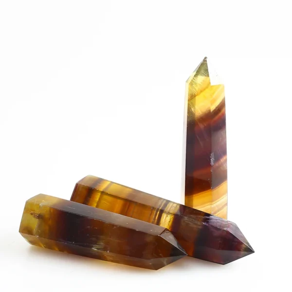 Wholesale Healing Gemstone Point Natural Yellow Fluorite Wand Crystal Point For Decoration - Image 3