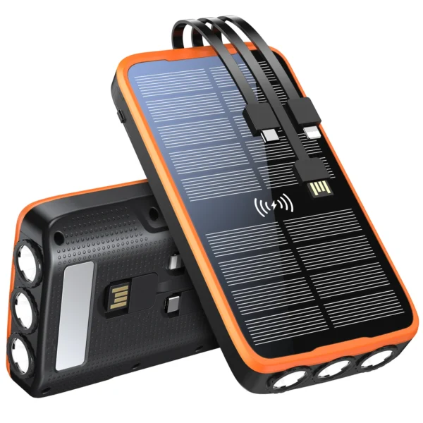 New Product Ideas 2024 Electronics 20000mAh Wireless Fast Charge Built In Cable Portable Power Bank For Outdoor Solar Power Bank - Image 5