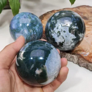 Natural gemstone Energy Healing Stone Home Decoration Crystal Ball Polished gemstone moss agate crystal ball