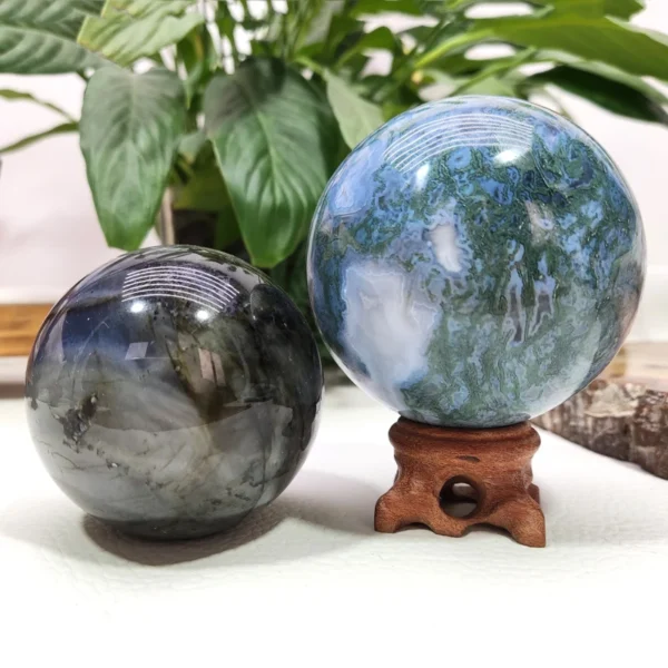 Natural gemstone Energy Healing Stone Home Decoration Crystal Ball Polished gemstone moss agate crystal ball - Image 5