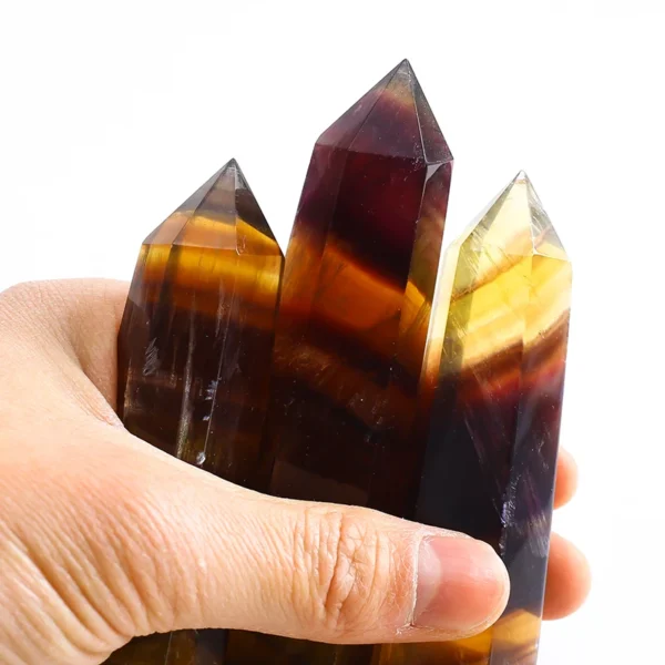 Wholesale Healing Gemstone Point Natural Yellow Fluorite Wand Crystal Point For Decoration - Image 4