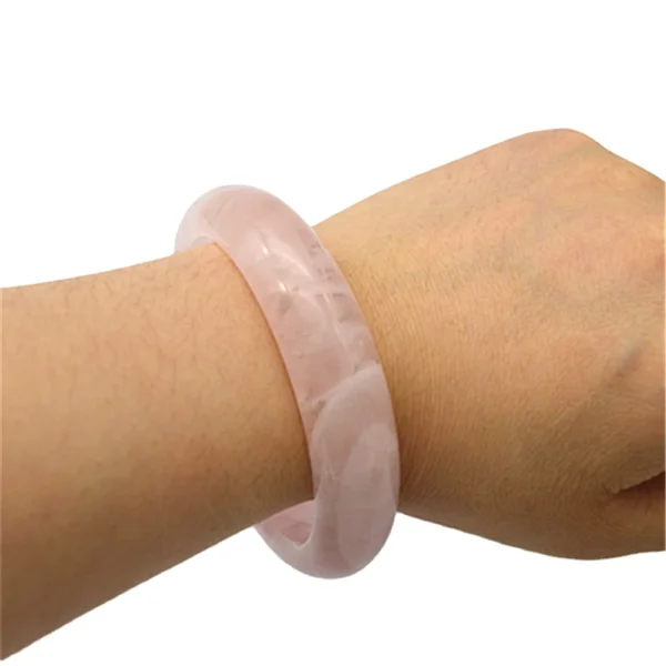 Crystal Quartz Rose Bangles Real High Quality Pink Bracelets Wedding WOMEN'S MEN'S Rhinestone Party Unisex Claw Setting Gift - Image 4